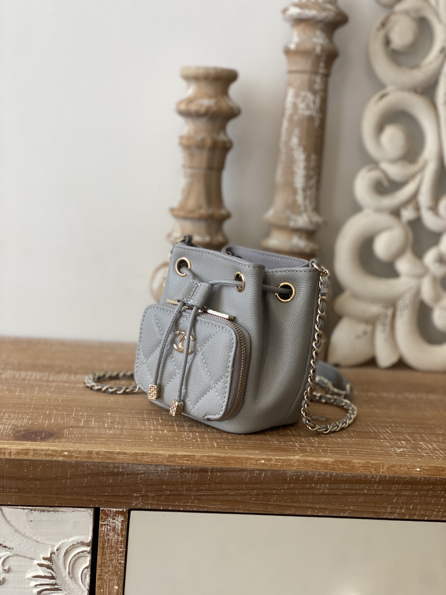 ChanelMini Bucket Bag With Strap Gray For Women. Women-s Bags 4.9in/12.5cm - Soul Replicas