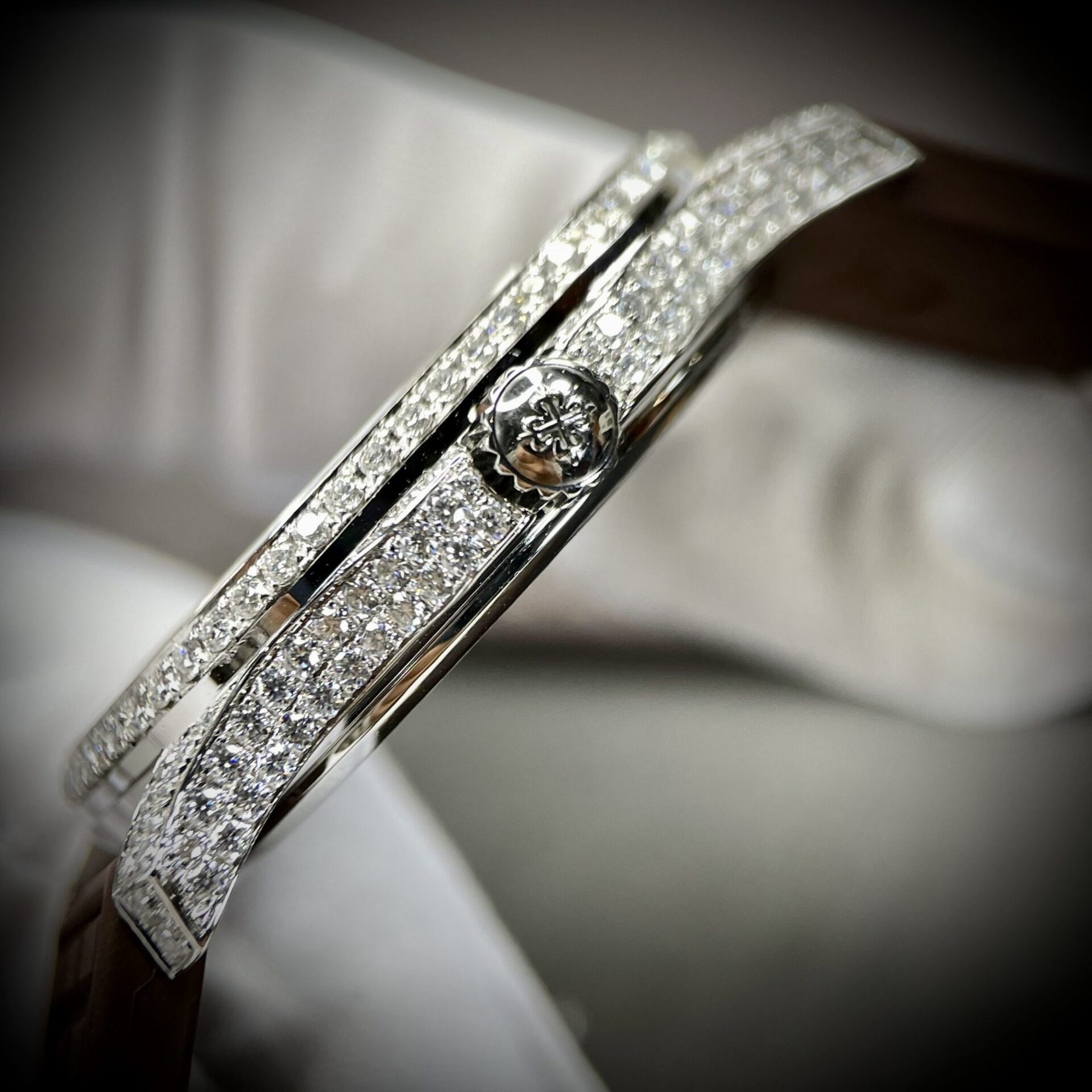 Patek Philippe Replica Watch Aquanaut 5067 Dial Brown Custom Diamonds Moissanite 35.6mm - Soul Replicas