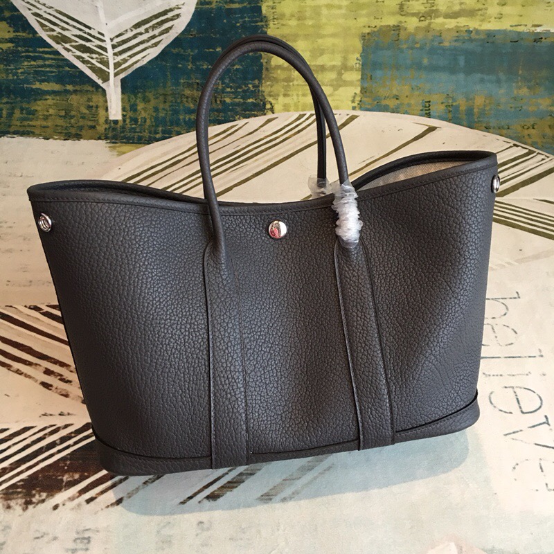 Hermes Garden Party Black For Women Silver Toned Hardware 11.8in/30cm - Soul Replicas