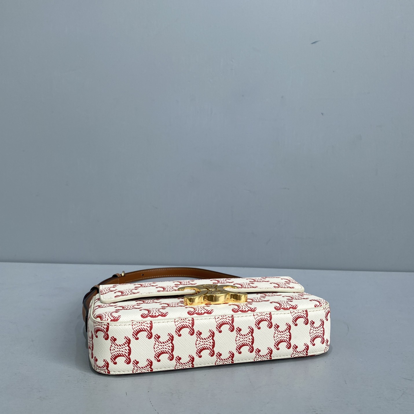 Celine Triomphe Shoulder Bag In Triomphe Canvas  Red For Women 8in/20cm 194142CUZ.27ED - Soul Replicas