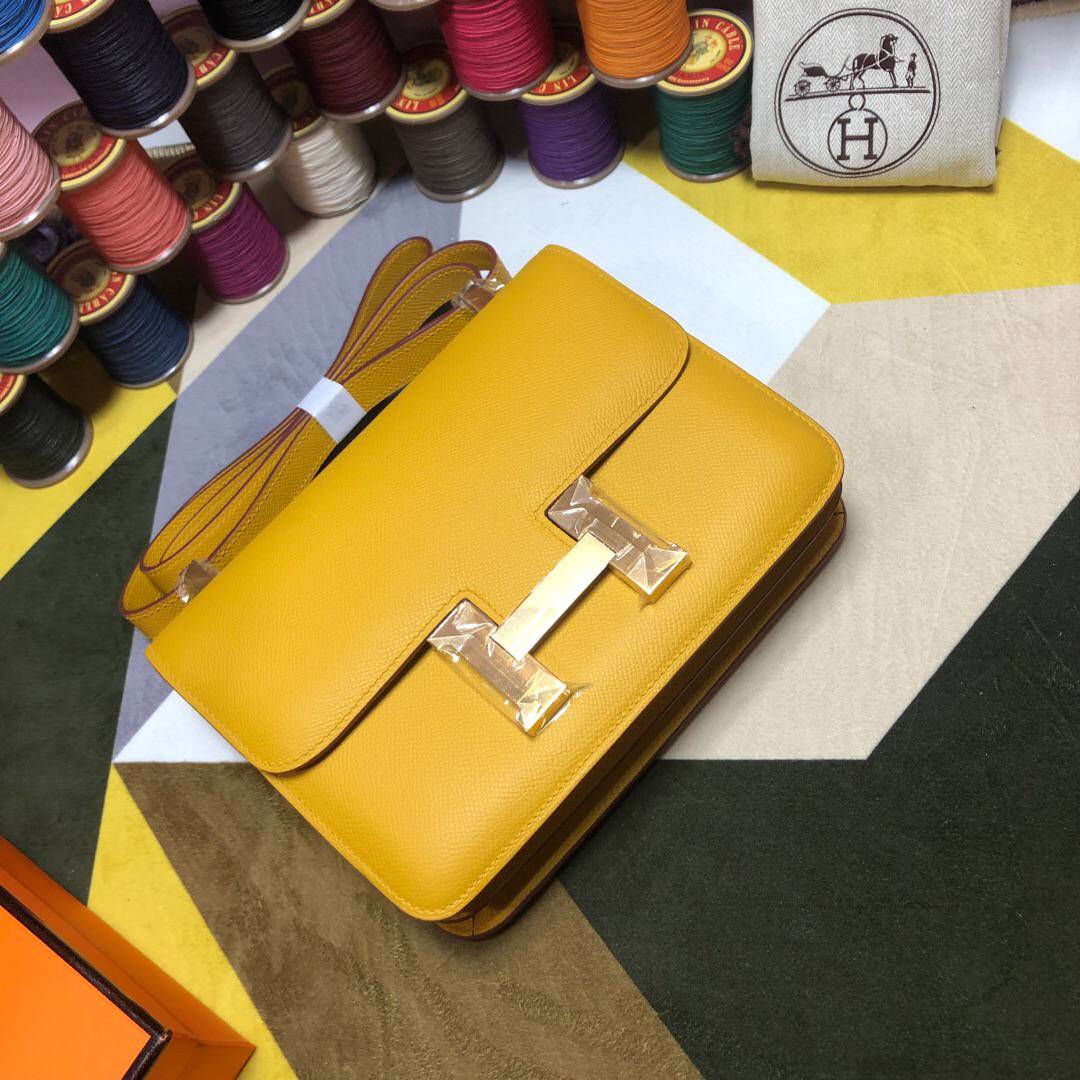 Hermes Constance 23 Epsom Yellow For Women. Women's Handbags. Shoulder Bags 9.4in/23cm - Soul Replicas
