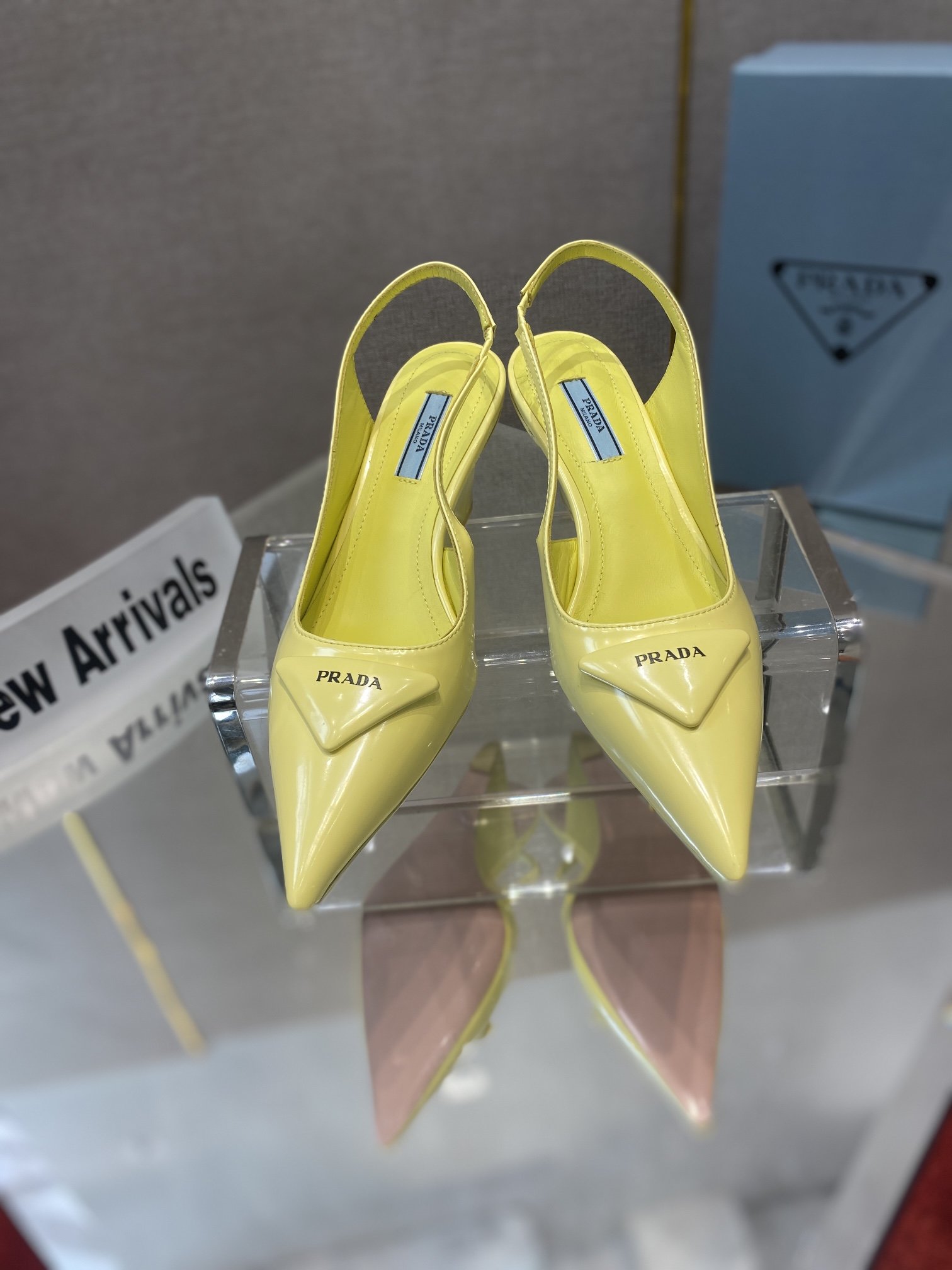 Prada Brushed Slingback Pumps Yellow For Women 2.6in/65mm Prada - Soul Replicas