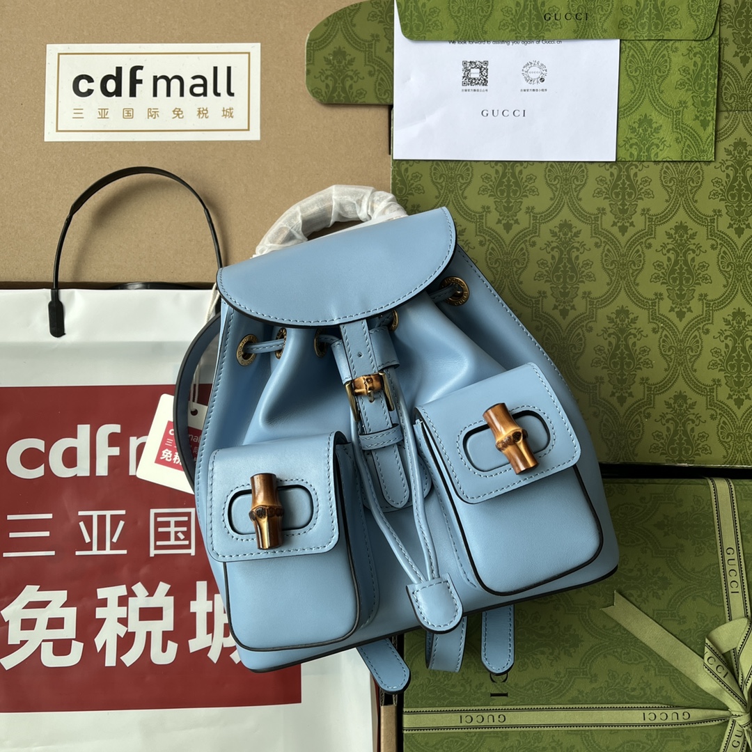 Gucci Bamboo Small Backpack Blue For Women. Women-s Bags 8.6in/22cm Gucci ‎‎702101 UZY0T 4338 - Soul Replicas