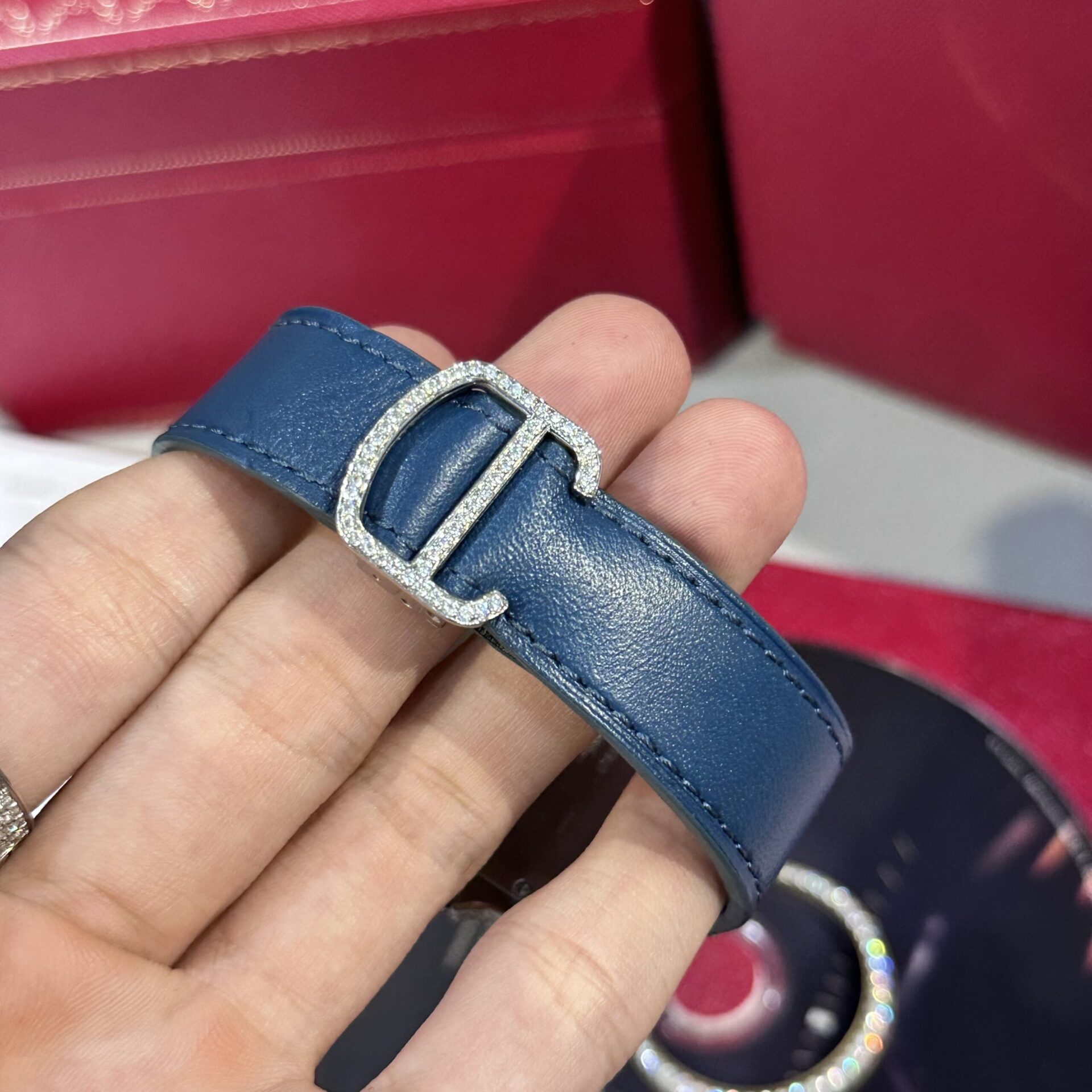 Cartier Santos Replica Watch Blue Dial Custom Moissanite Diamonds 39.8mm - Soul Replicas