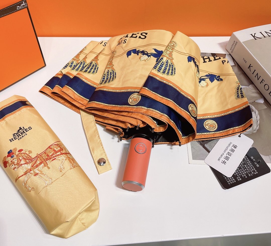 Hermes Pluie De H Folding Umbrella Beige - Soul Replicas