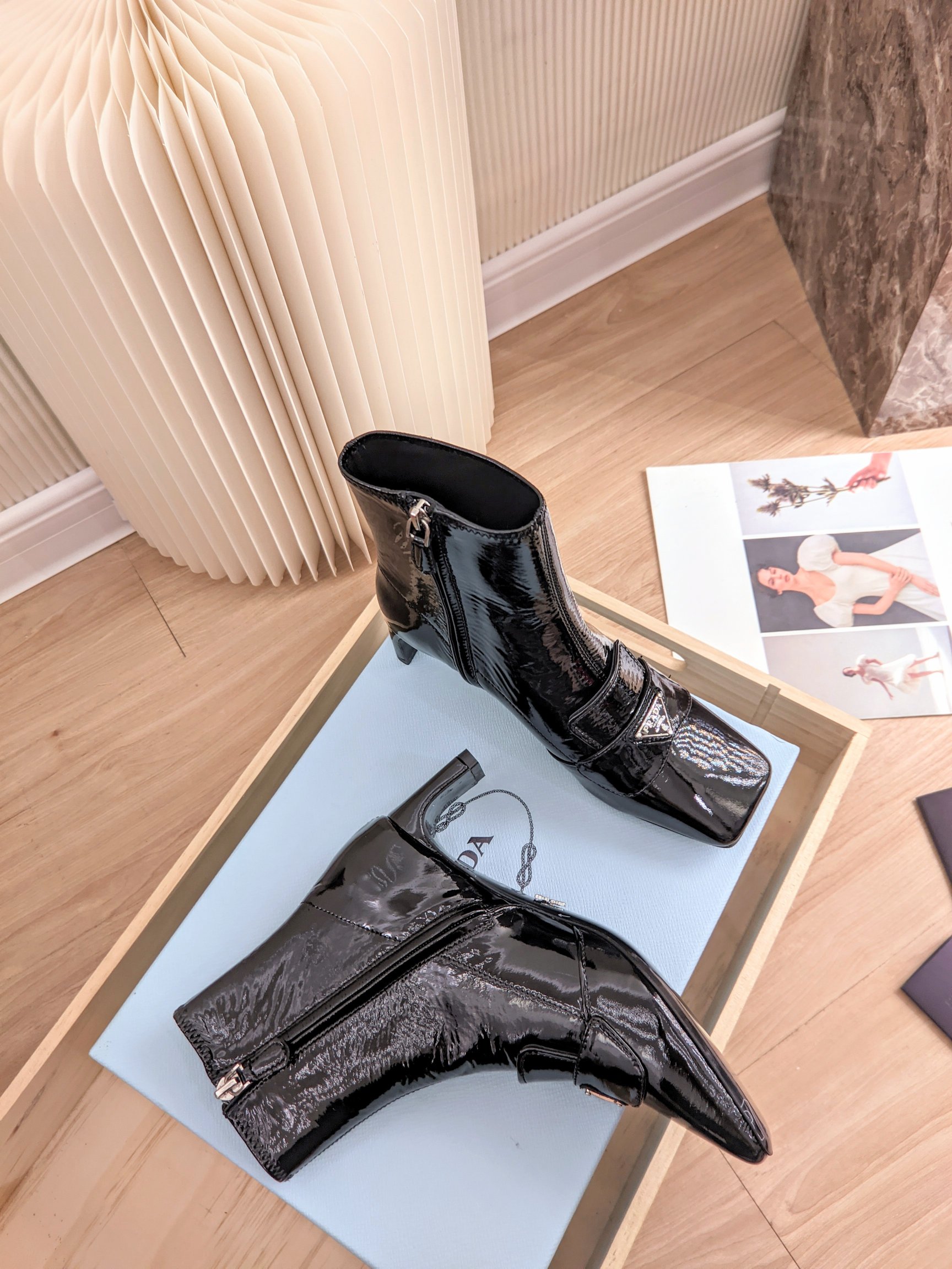 Prada Patent Ankle Boots Black For Women 2in/50mm Prada 1T293MF0553LBKF0002 - Soul Replicas