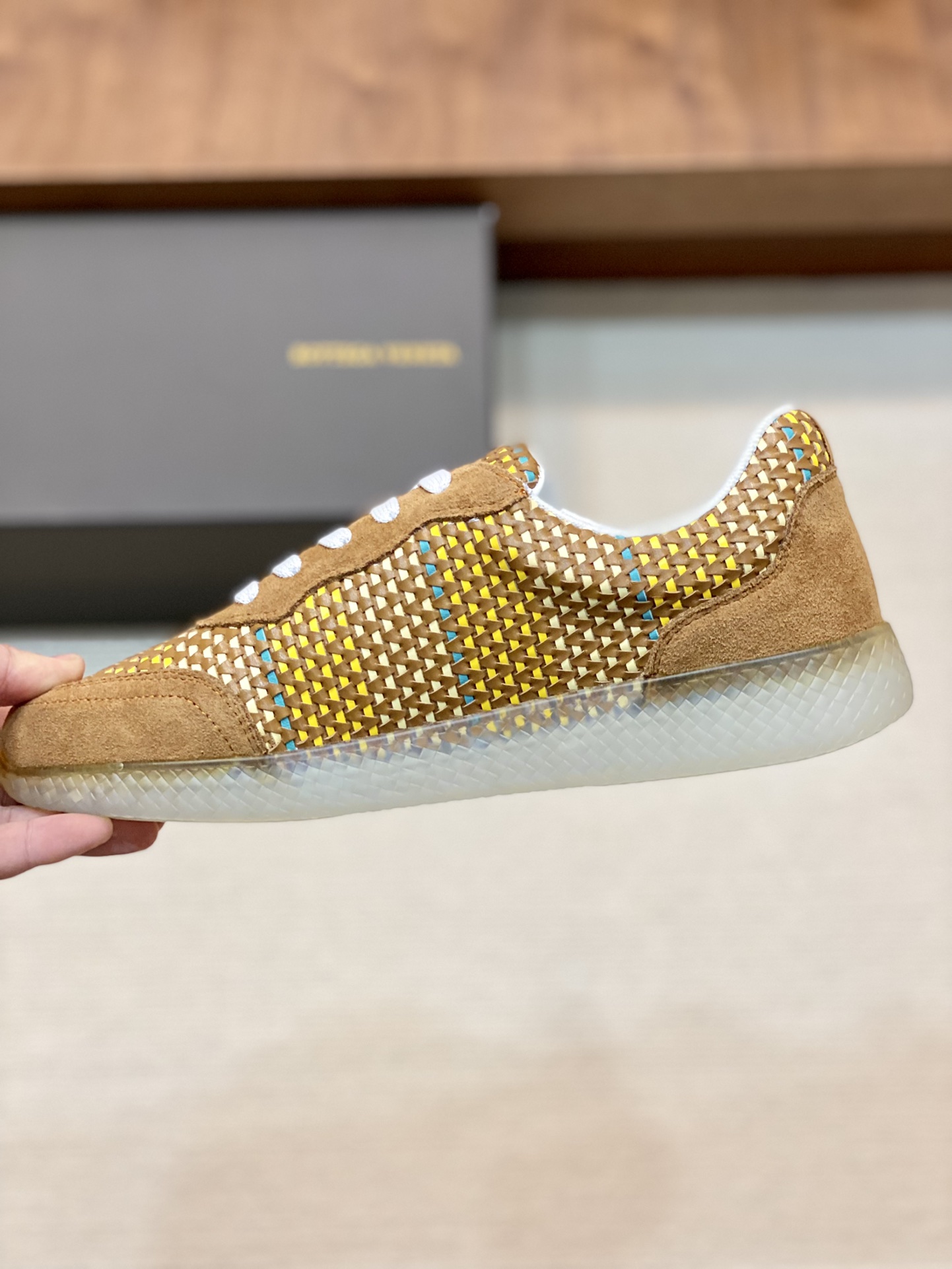 Bottega Veneta Men's Knit Sneakers Yellow For Men - Soul Replicas
