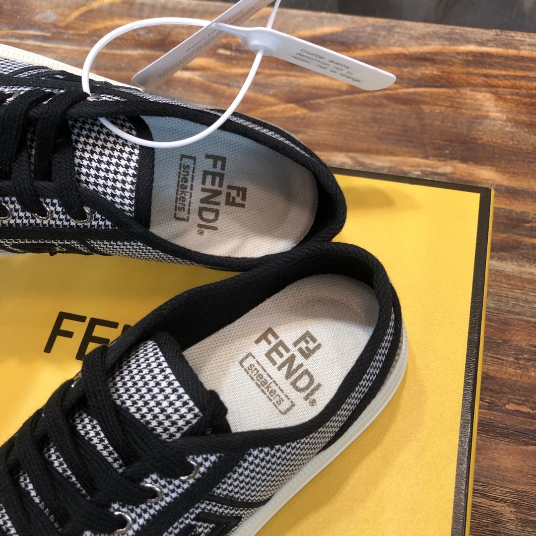 Fendi Domino Fabric Sneakers Black For Women - Soul Replicas