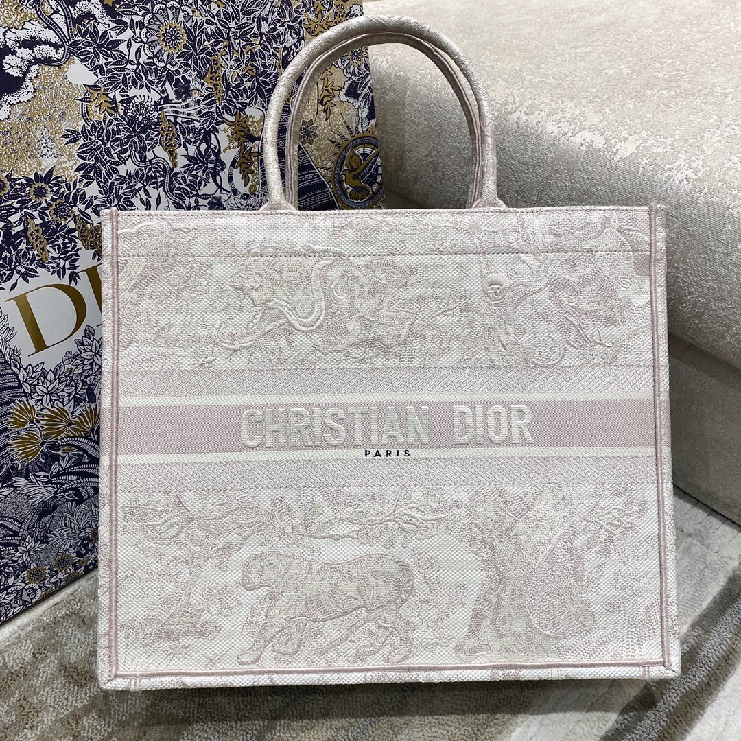 Christian Dior Large Dior Book Tote Pink Toile de Jouy Embroidery. Light Pink. For Women Women's Handbags. 42cm CD M1286ZTDT_M956 - Soul Replicas