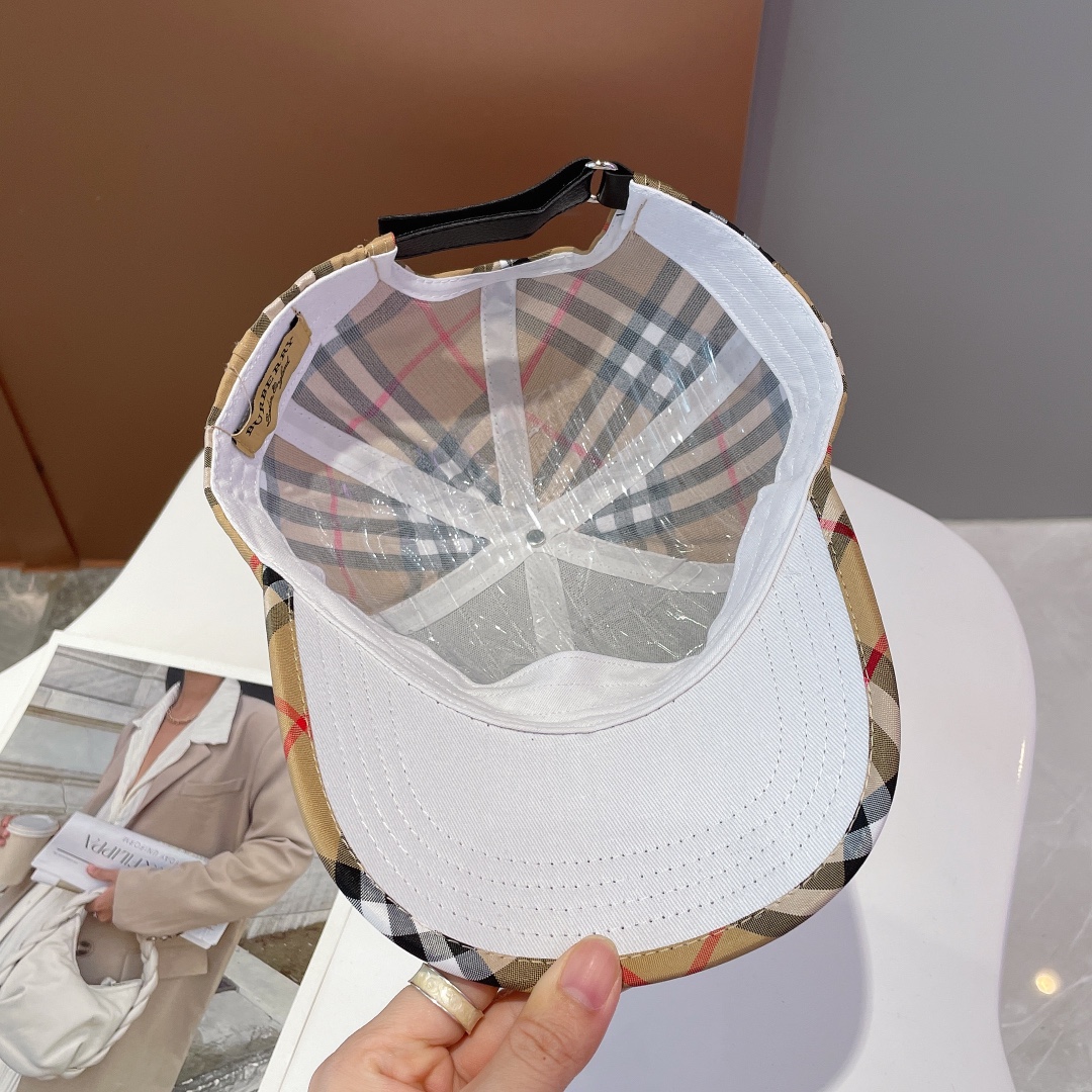 Burberry Monogram Motif Icon Stripe Cotton Baseball Cap White - Soul Replicas