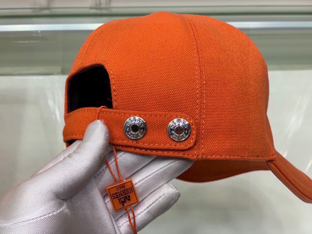 Hermes Davis H Primavera Cap Orange Hermes Cap - Soul Replicas