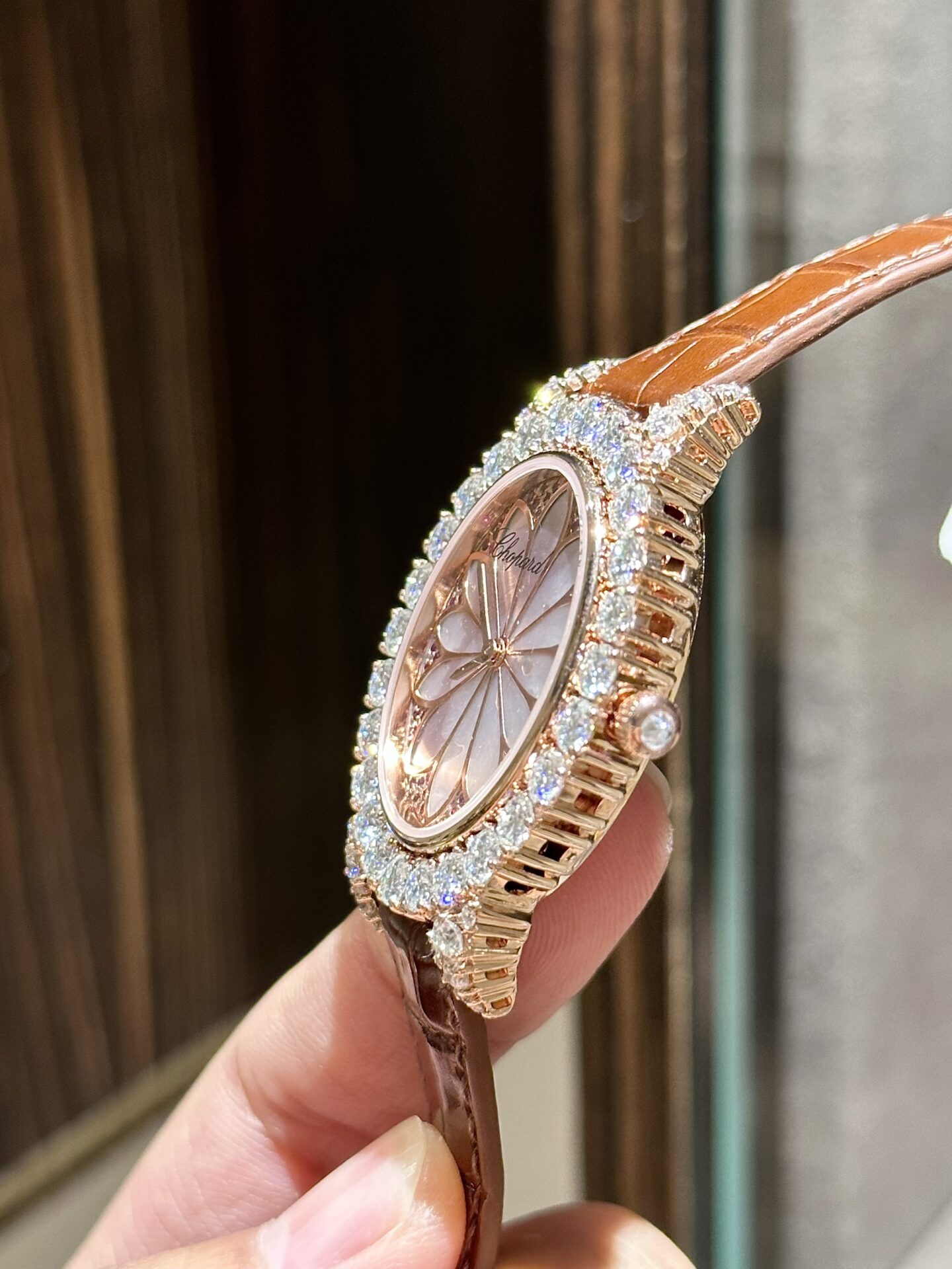 Chopard Rose Gold Wrapped Replica Watch With Moissanite Diamonds 34mm - Soul Replicas