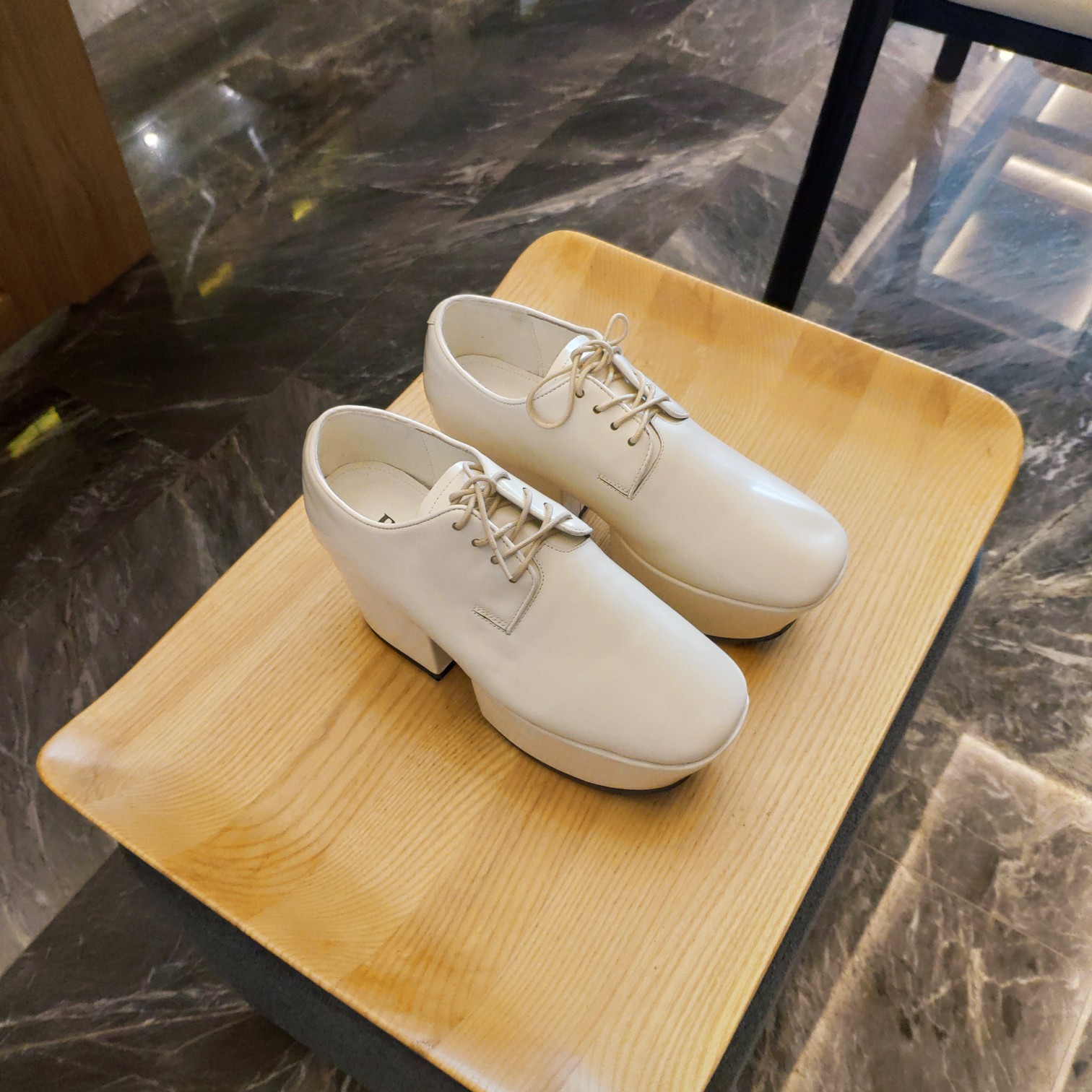 Prada Platform Lace-Ups Shoes White For Women 2.75in/70mm Prada - Soul Replicas