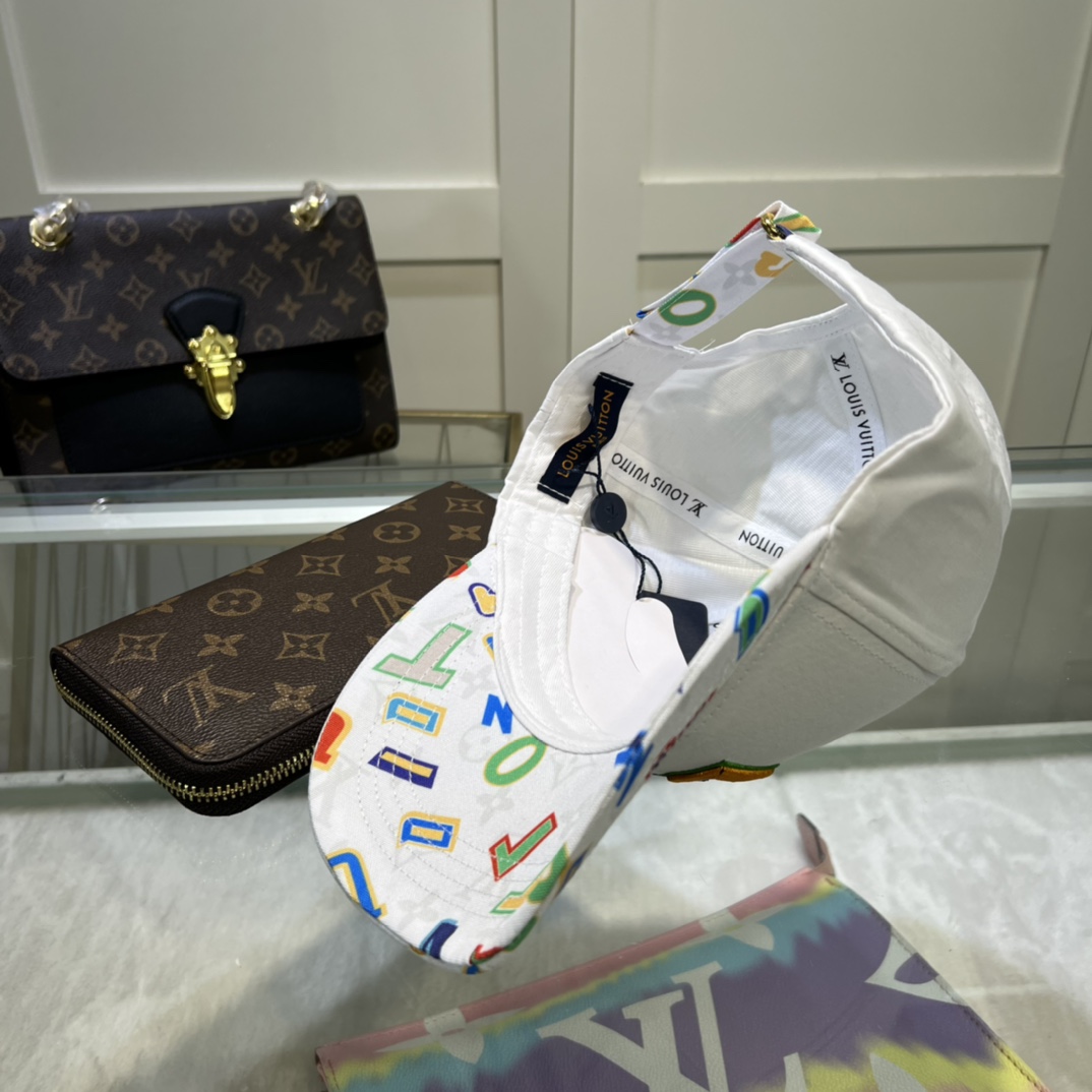 Louis Vuitton Embroidered Logo Baseball Cap White LV Cap - Soul Replicas