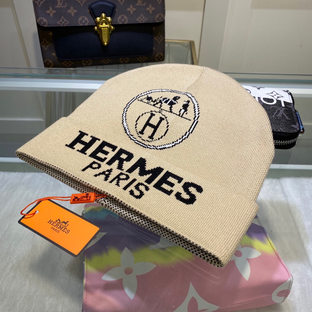 Hermes Frequence Beanie In Beige - Soul Replicas