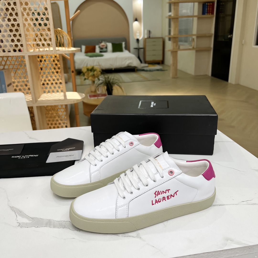 Yves Saint Laurent Women's Court Classic Sl/06 Embroidered Sneakers Pink For Women YSL - Soul Replicas