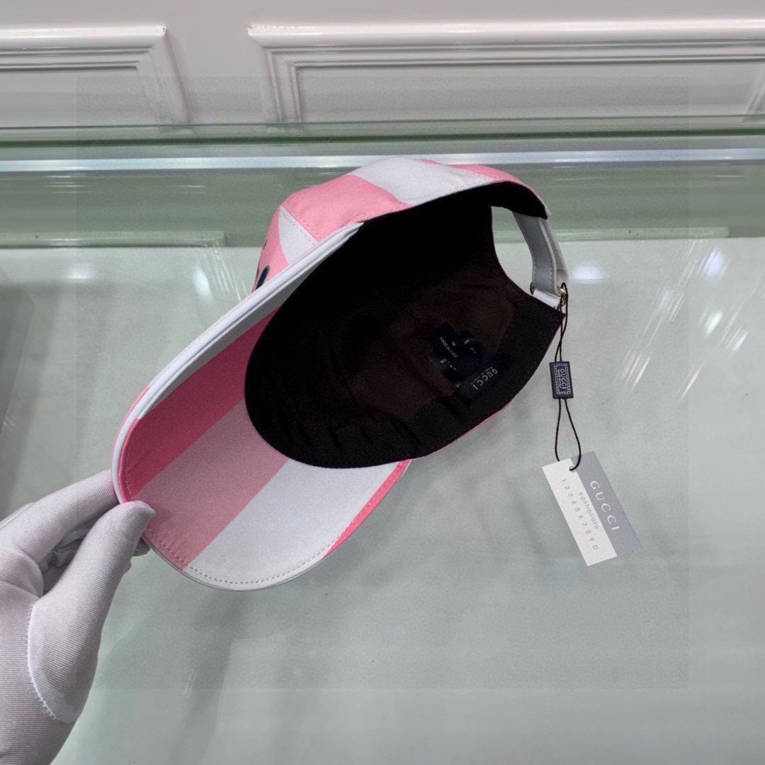 Gucci Canvas Baseball Hat White And Pink Gucci Hat - Soul Replicas