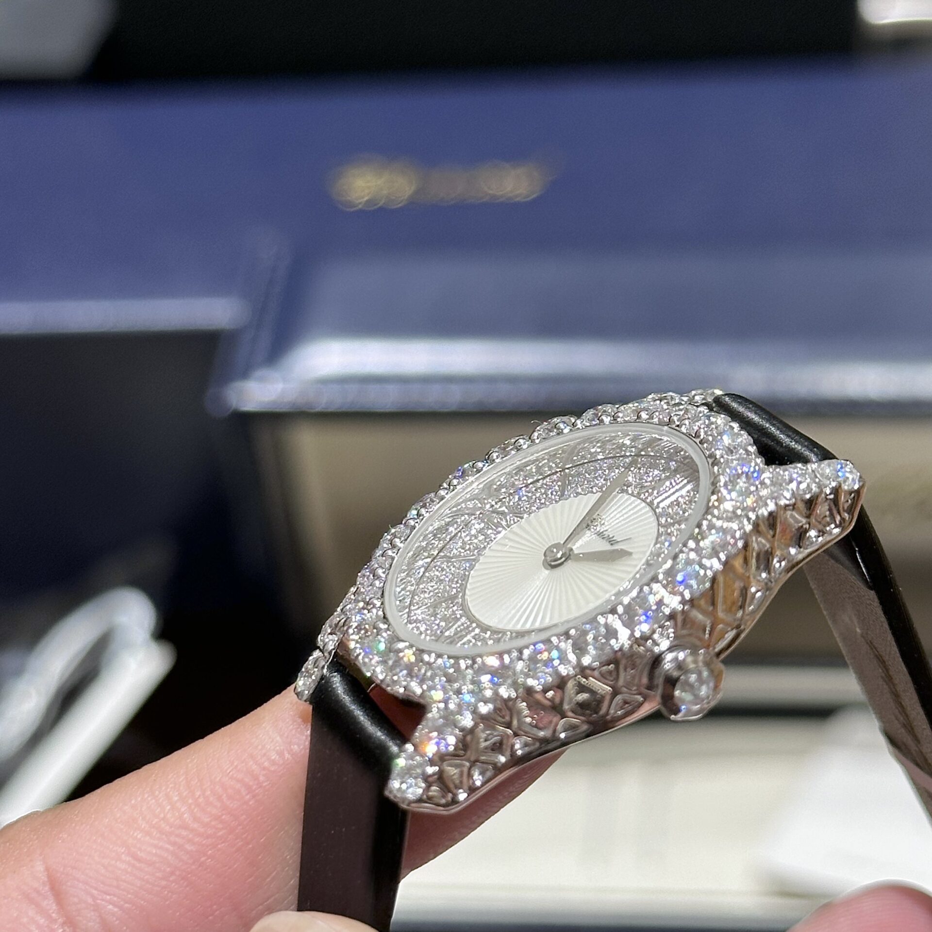 Chopard Replica Watch With Moissanite Diamond Leather Strap 30mm - Soul Replicas