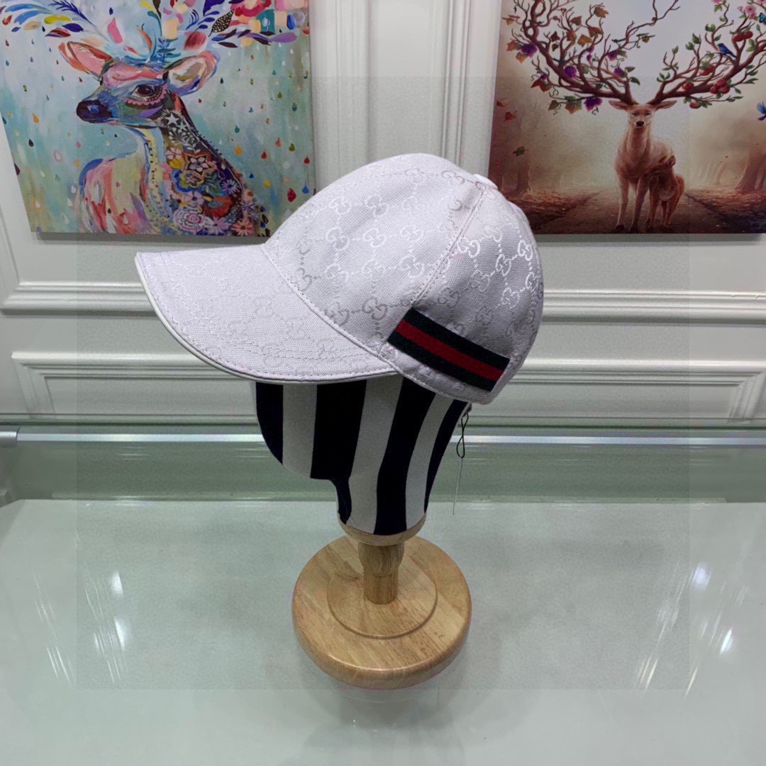 Original Gucci Canvas Baseball Hat With Web White Gucci Hat - Soul Replicas