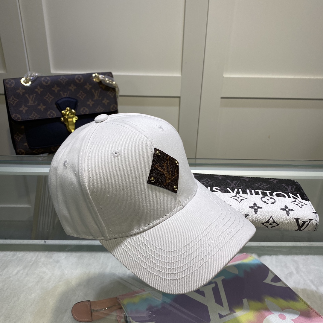 Louis Vuitton Embroidered Logo Baseball Cap White LV Cap - Soul Replicas