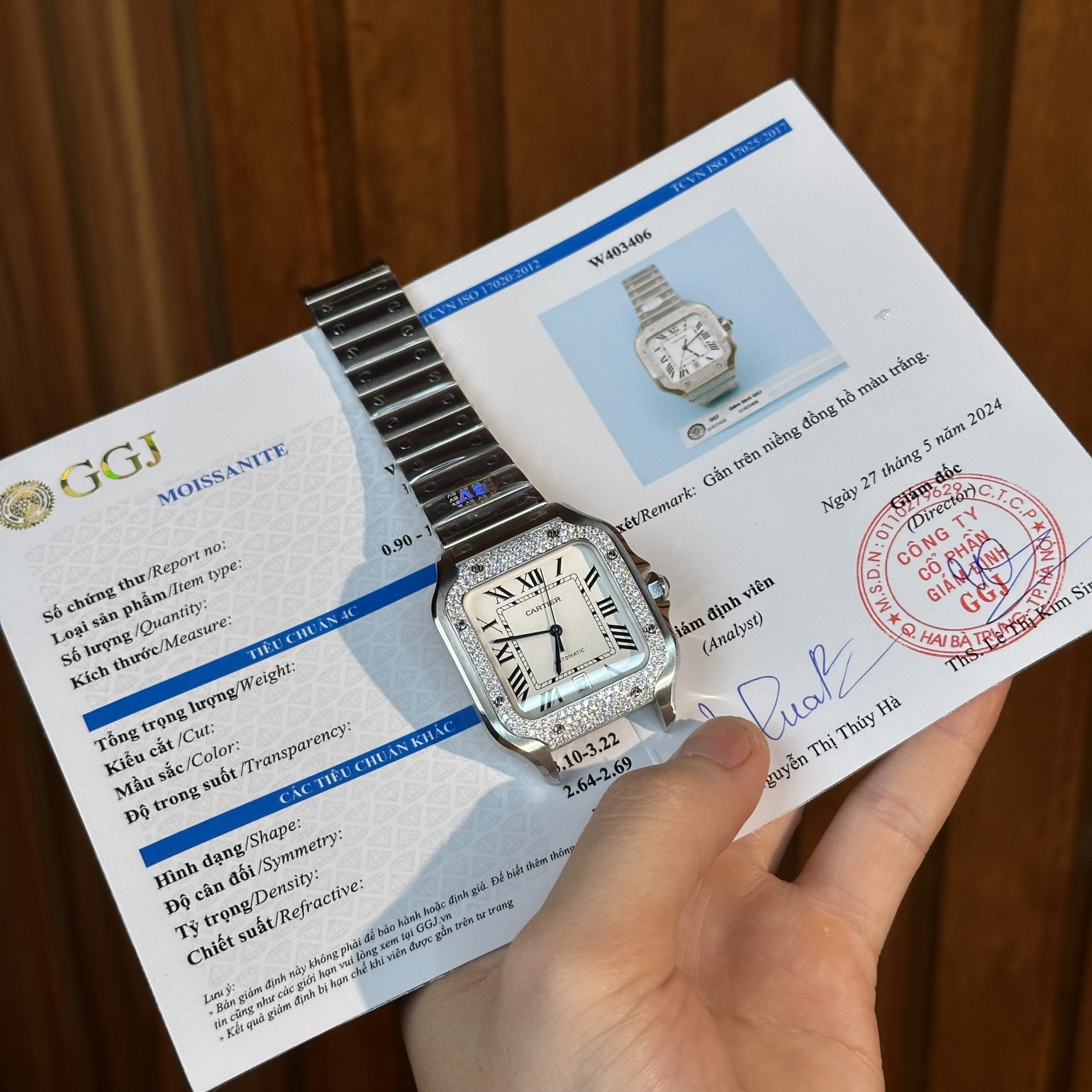 Cartier Replica Watch Santos Custom Moissanite Diamonds Hong Kong 39.8mm - Soul Replicas