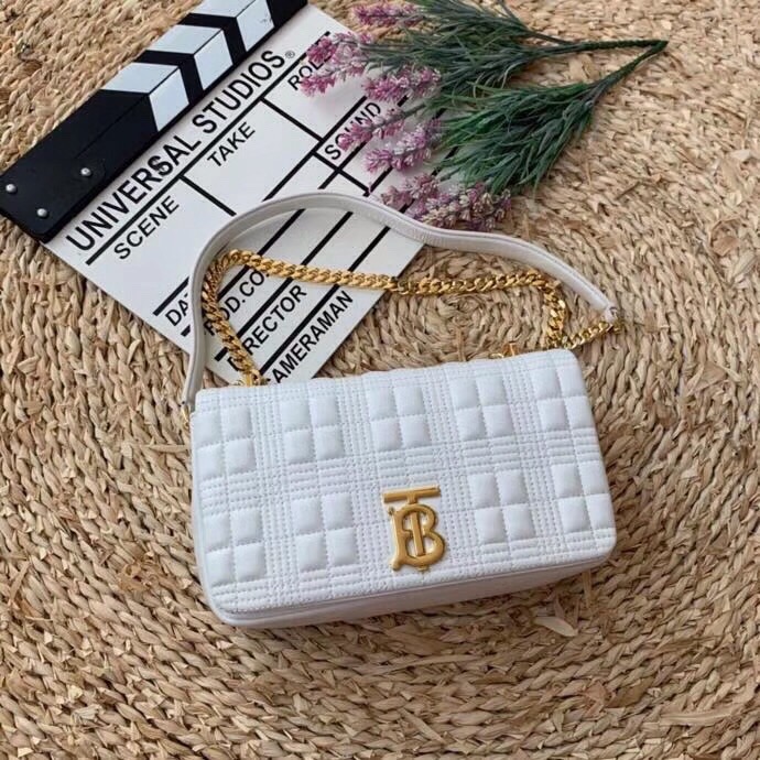 Burberry Quilted Medium Lola Bag Monogram White For Women. Women-s Bags 11in/28cm 80211061 - Soul Replicas