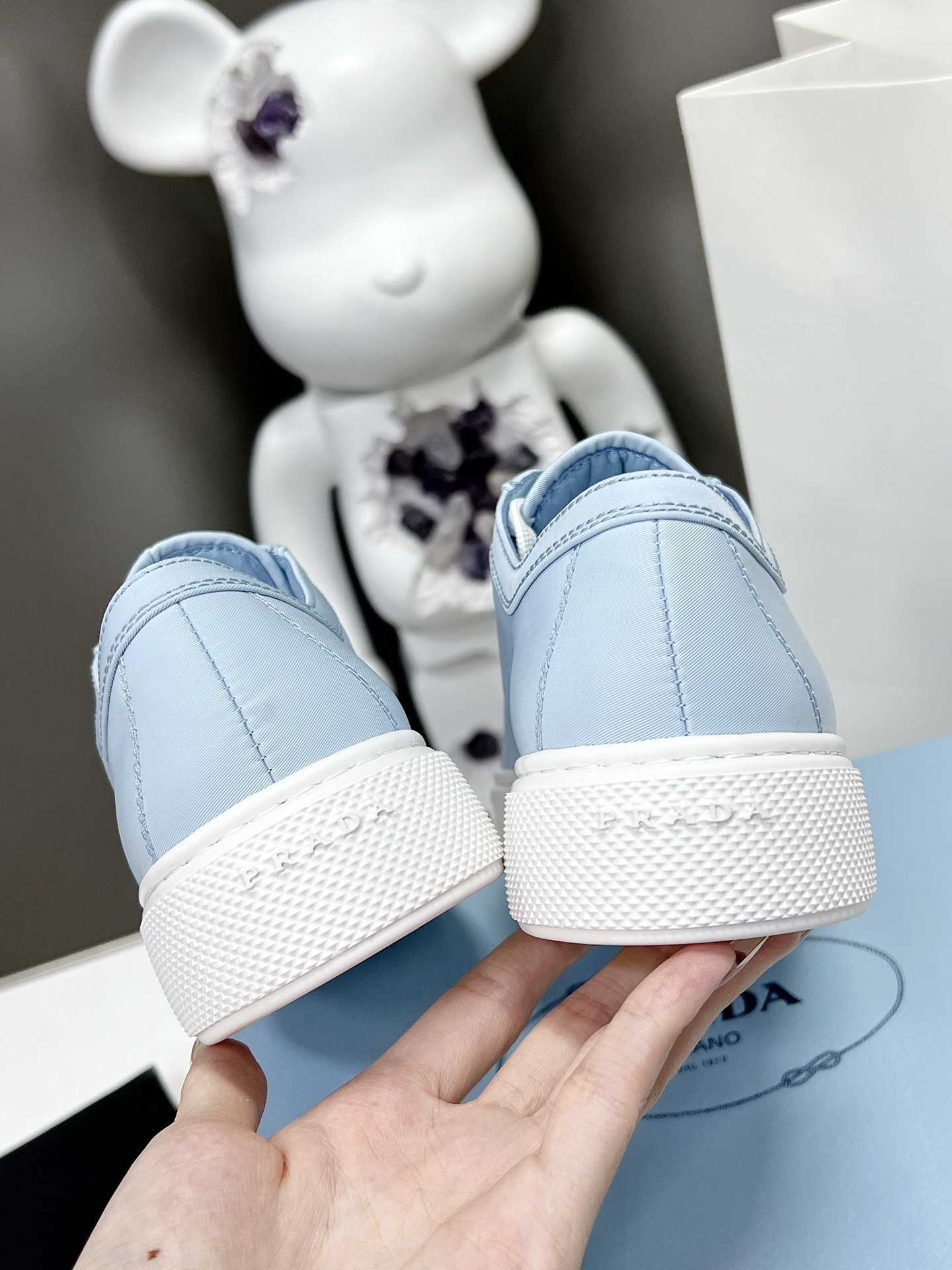 Prada Macro Re-Nylon And Brushed Sneakers Blue For Women 1.2in/30mm Prada - Soul Replicas