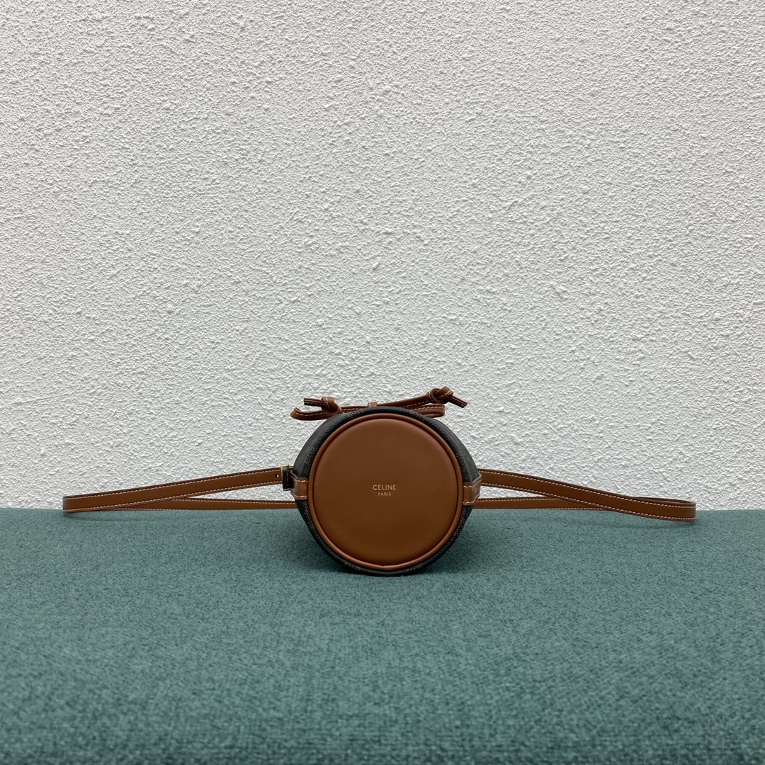 Celine Small Drawstring Bag In Trimphe Canvas Brown For Women 7.9in/20cm 191142BZJ-04LU - Soul Replicas