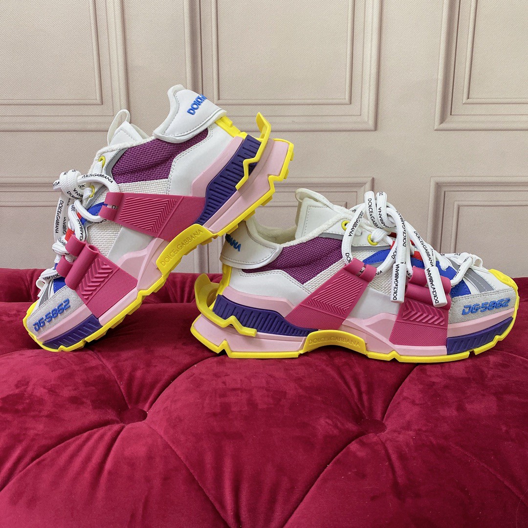 Dolce & Gabbana Mixed-Material Space Sneakers Multicolour For Women DG Shoes  CK1963AY02989527 - Soul Replicas