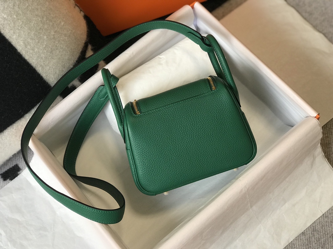Hermes Lindy Mini Clemence Bag Green For Women. Women's Handbags. Shoulder And Crossbody Bags 7.5in/19cm - Soul Replicas