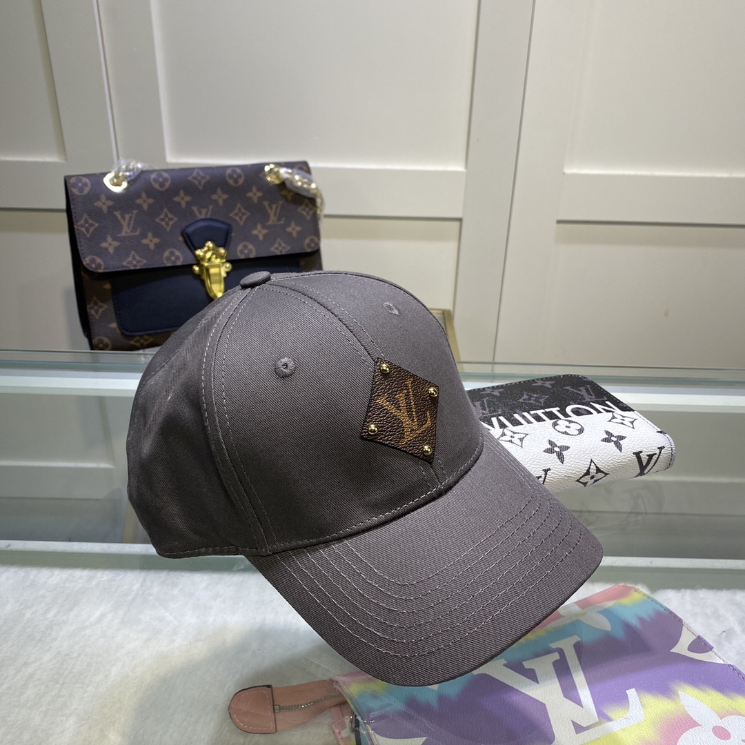 Louis Vuitton Embroidered Logo Baseball Cap Grey LV Cap - Soul Replicas