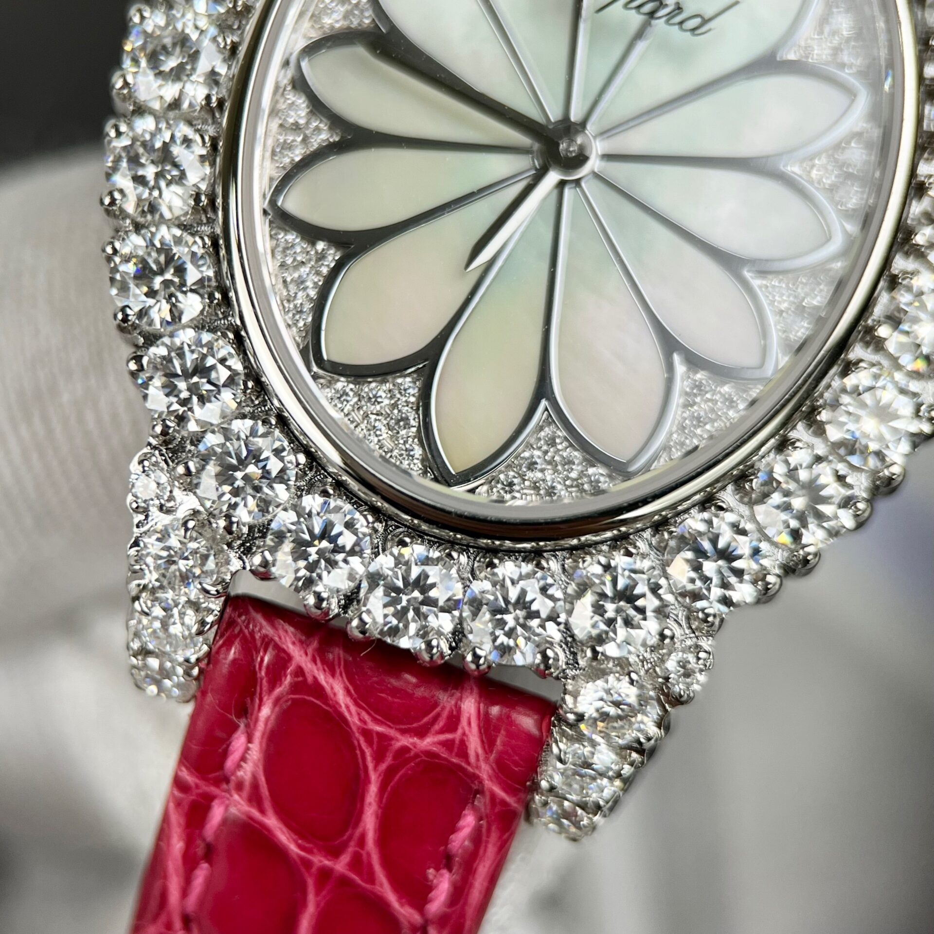 Chopard Women-s Replica Watch Red Full Moissanite Diamond 34mm - Soul Replicas