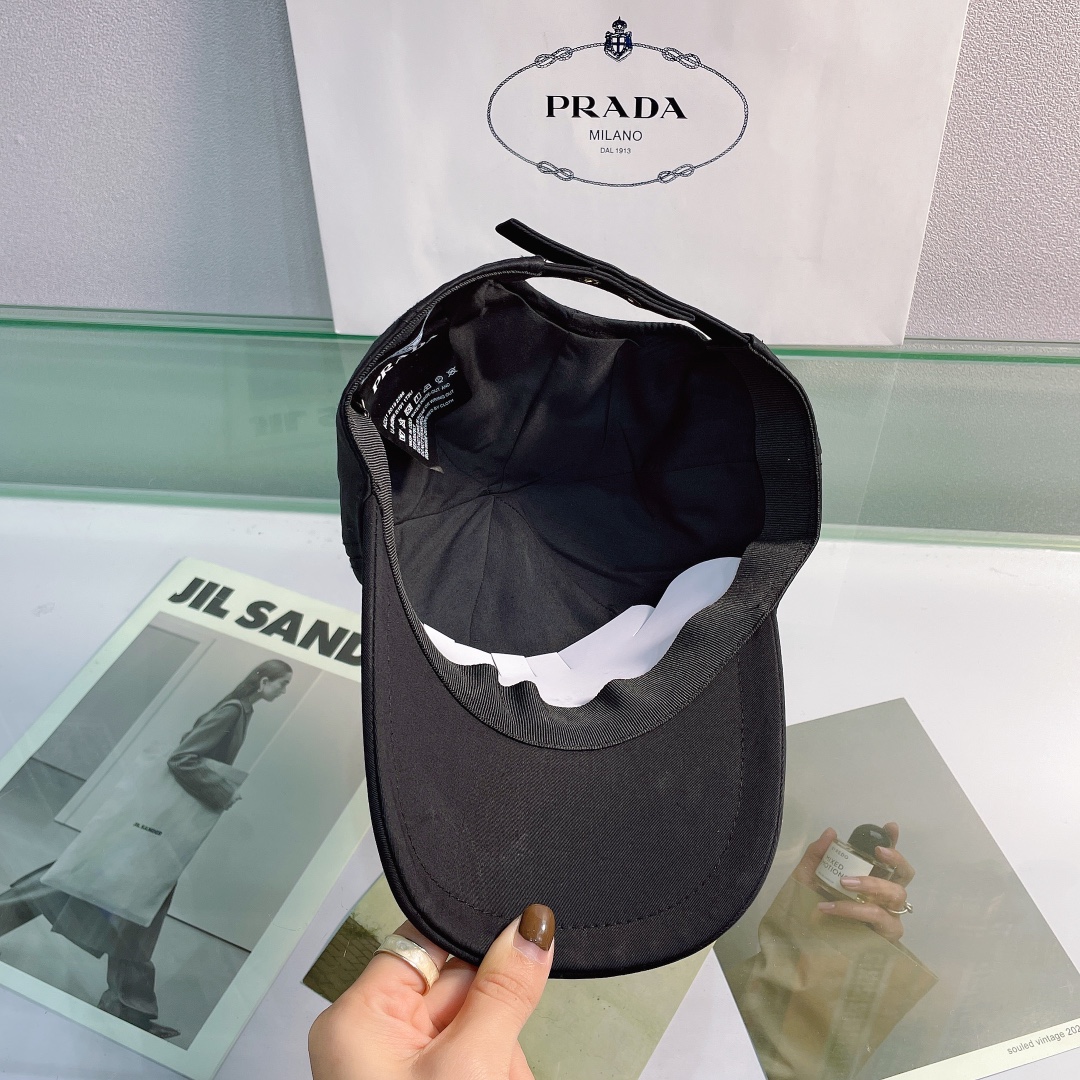 Prada Drill Baseball Cap Black Prada Cap - Soul Replicas