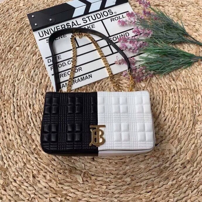 Burberry Horseferry Print Quilted Small Lola Bag Monogram Black And White For Women. Women-s Bags 9in/23cm - Soul Replicas