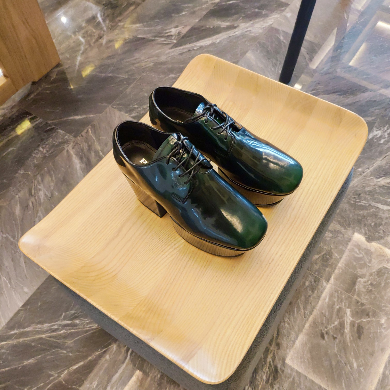 Prada Platform Lace-Ups Shoes Green For Women 2.75in/70mm Prada - Soul Replicas