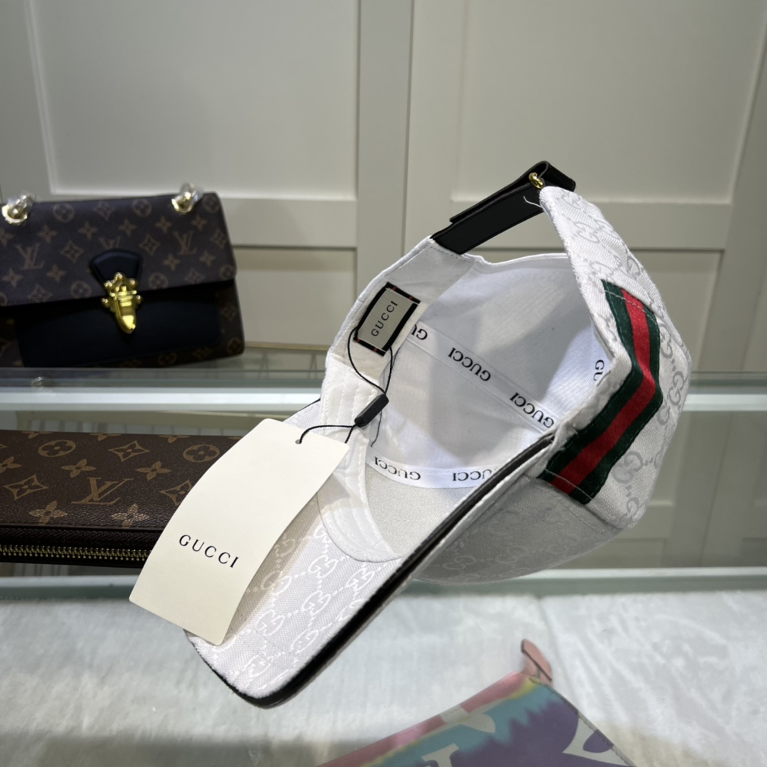 Original Gucci Canvas Baseball Hat With Web White Gucci Hat - Soul Replicas