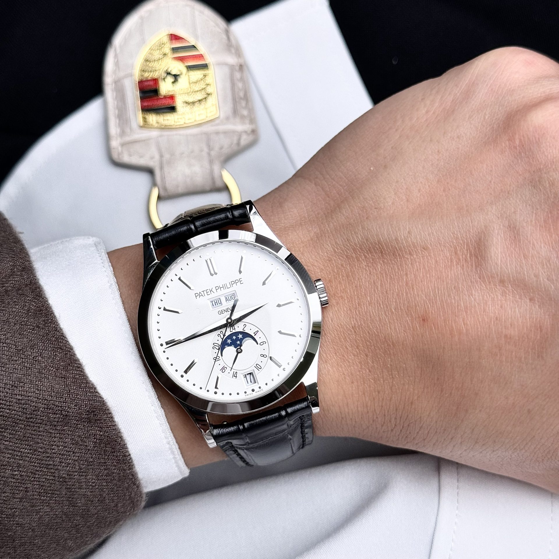 Patek Philippe Replica Watch Complications 5396G White Dial Leather Strap 38.5mm - Soul Replicas