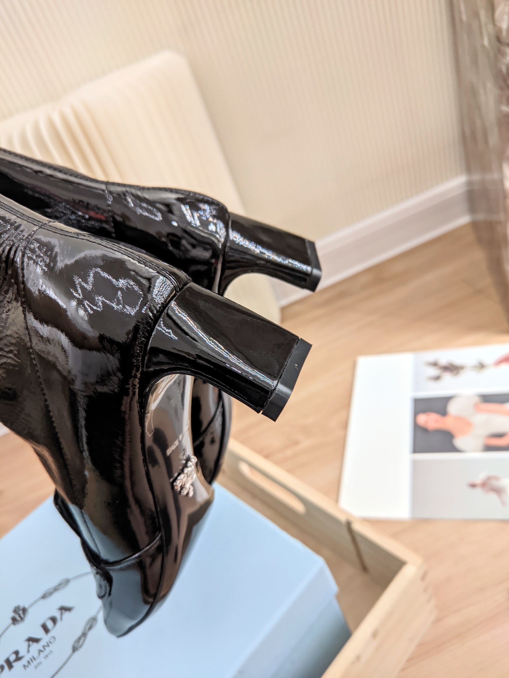 Prada Patent Ankle Boots Black For Women 2in/50mm Prada 1T293MF0553LBKF0002 - Soul Replicas