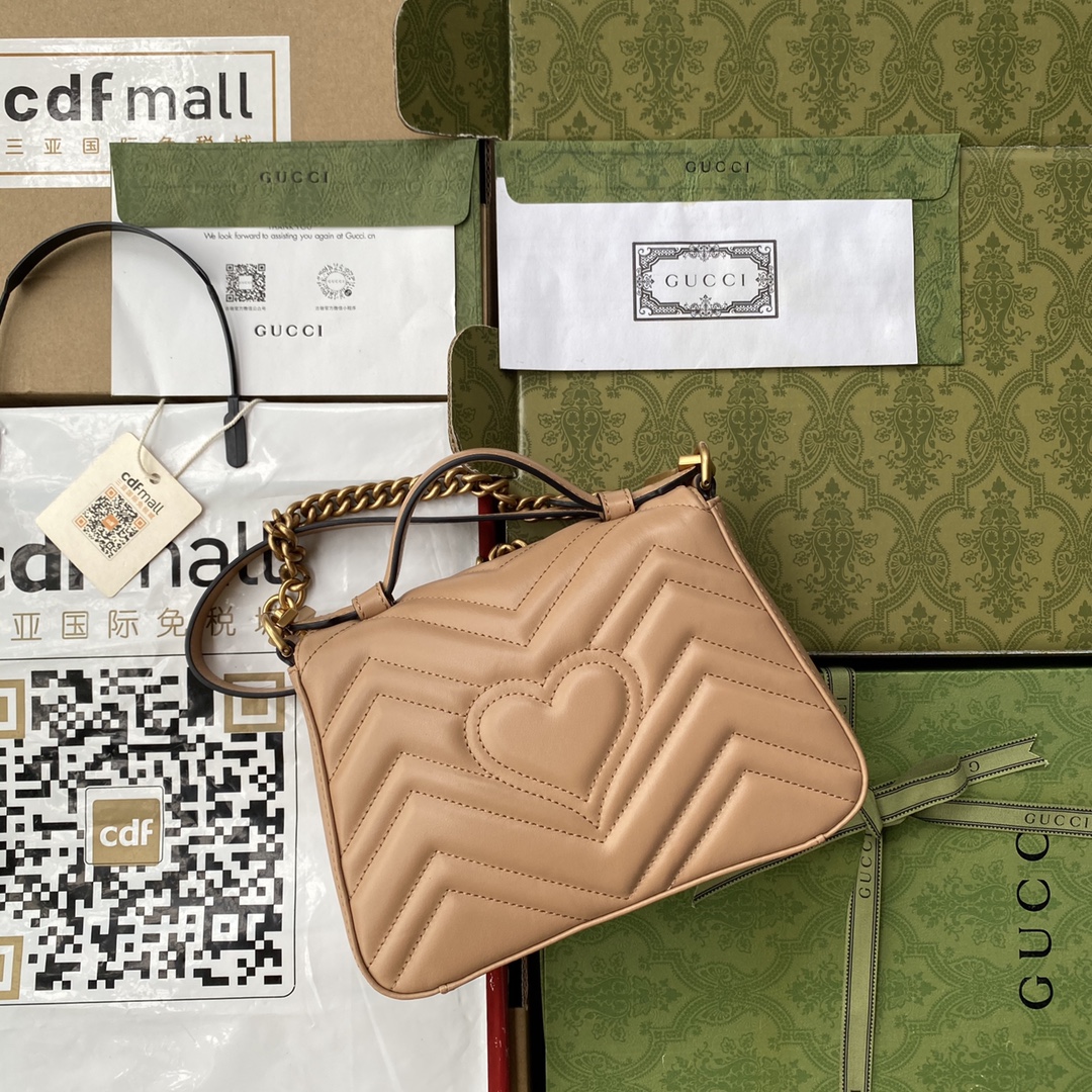 Gucci Marmont Mini Top Handle Bag Beige For Women. Women-s Bags 8.3in/21cm Gucci - Soul Replicas
