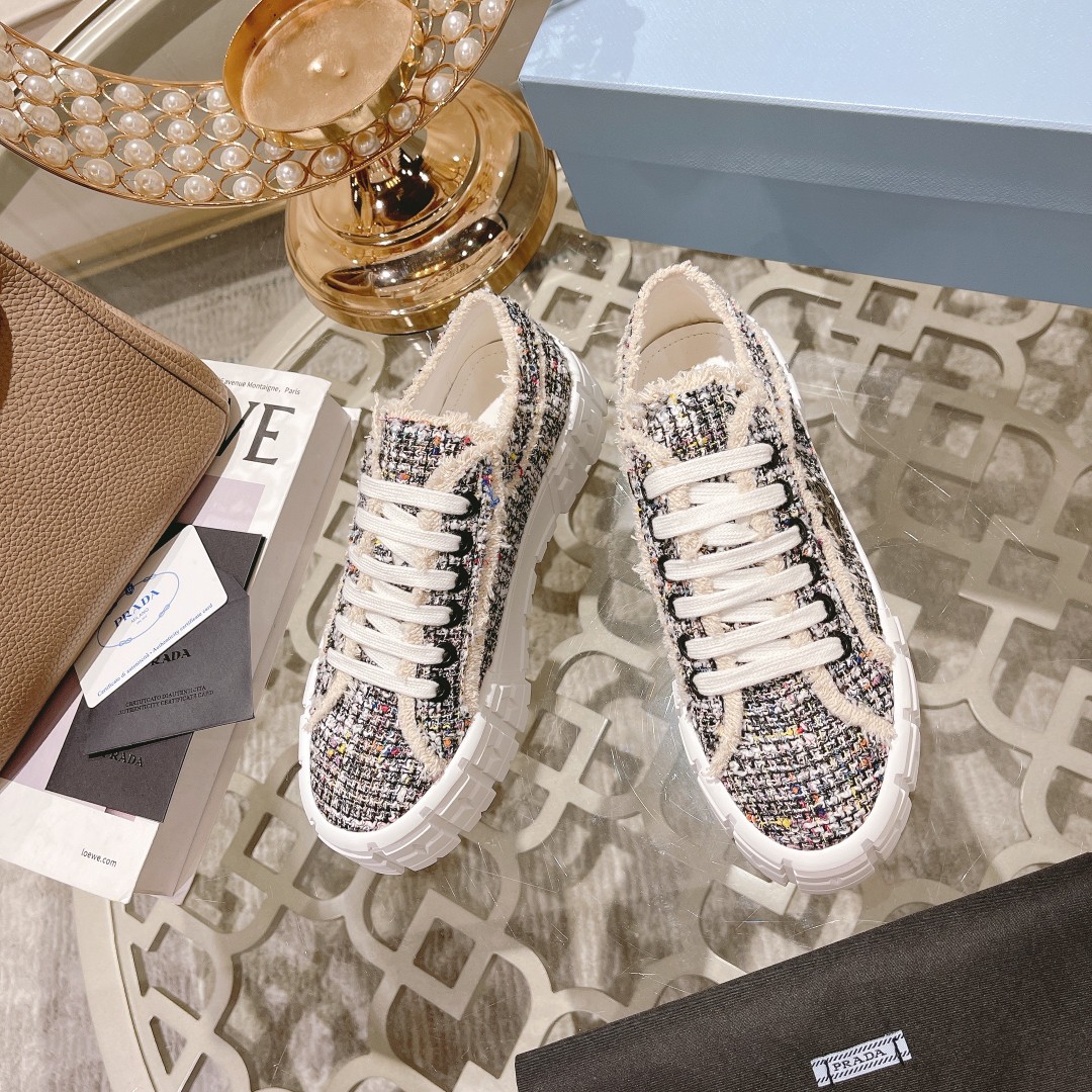 Prada Gabardine Canva Double Wheel Sneakers Black For Women 2in/50mm Prada - Soul Replicas