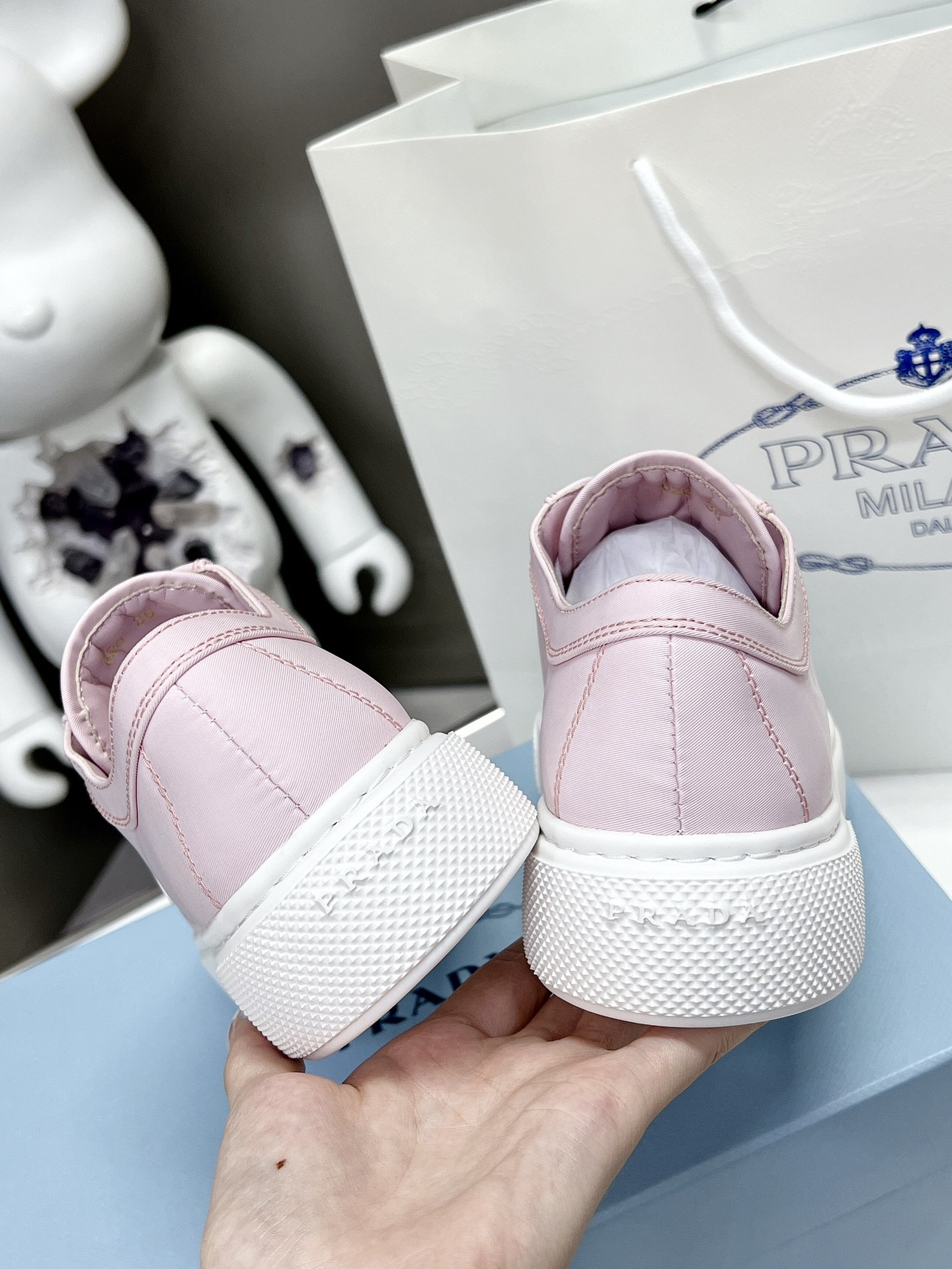 Prada Macro Re-Nylon And Brushed Sneakers Pink For Women 1.2in/30mm Prada - Soul Replicas