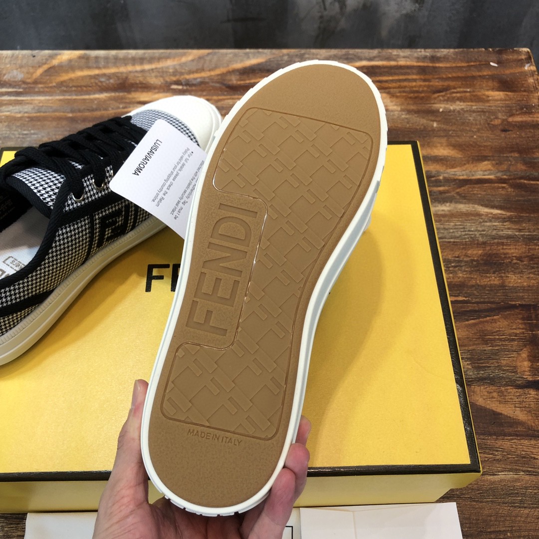 Fendi Domino Fabric Sneakers Black For Women - Soul Replicas