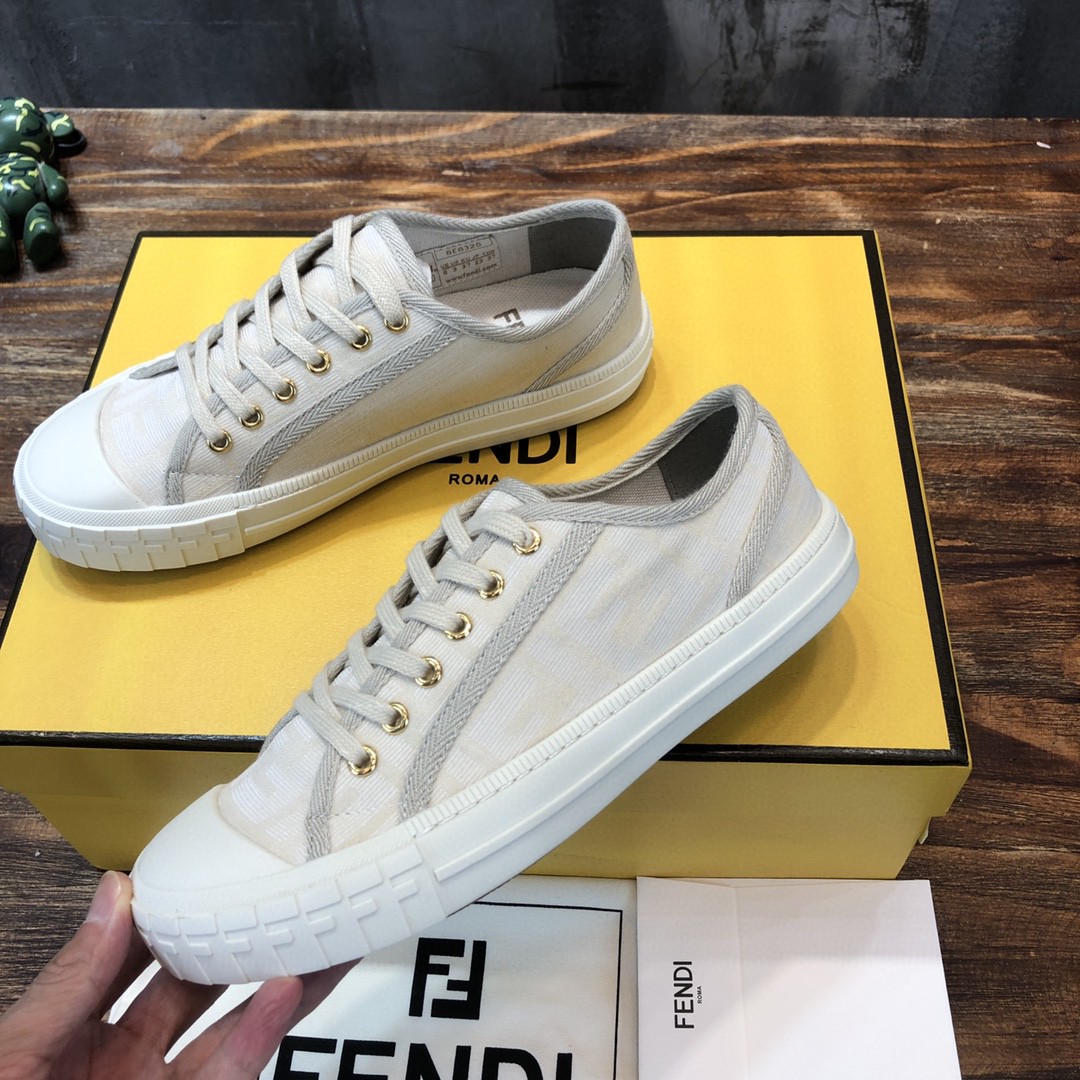 Fendi Domino Fabric Sneakers Grey For Women - Soul Replicas