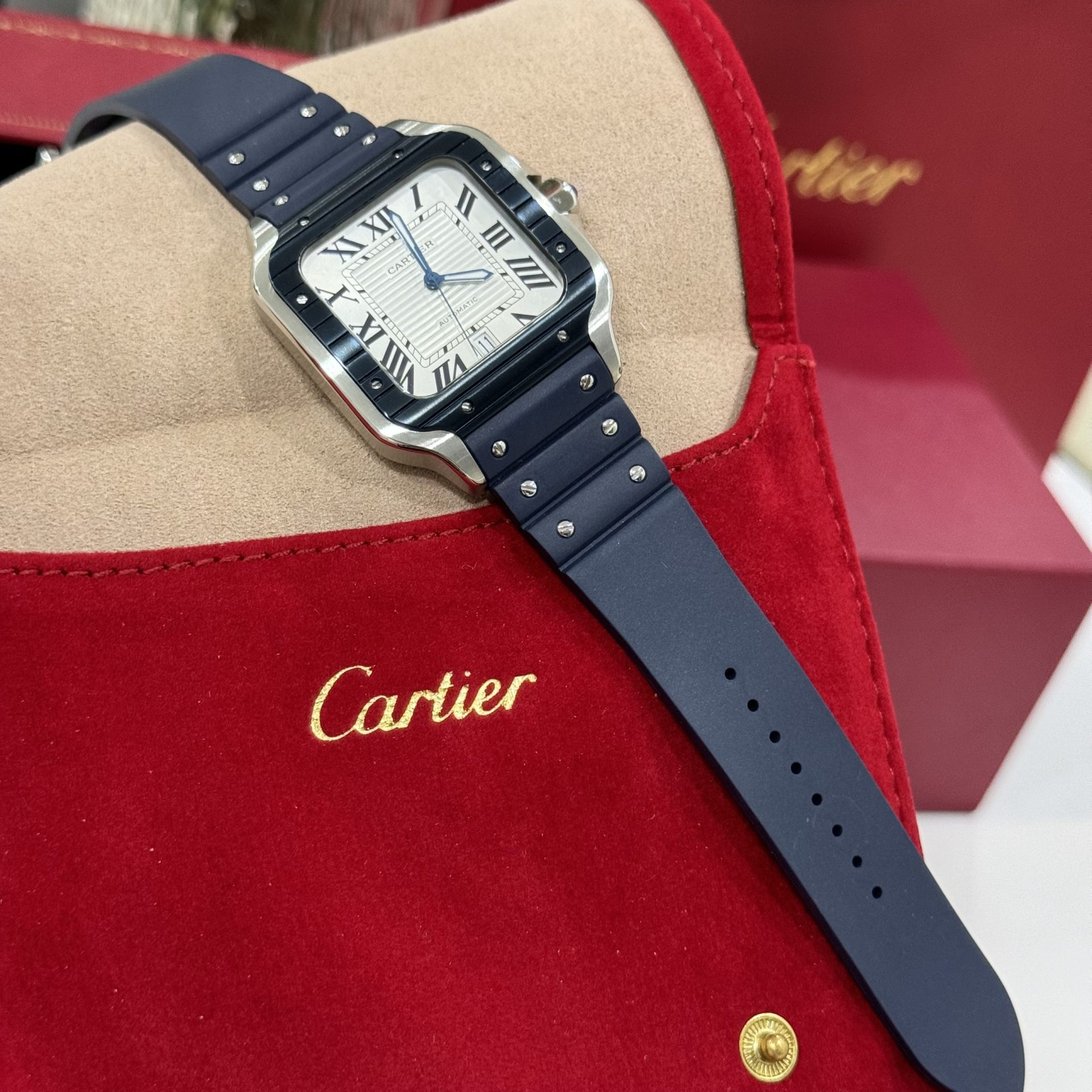 Cartier Replica Watch Santos White Dial Rubber Strap BV Factory 39.8mm - Soul Replicas