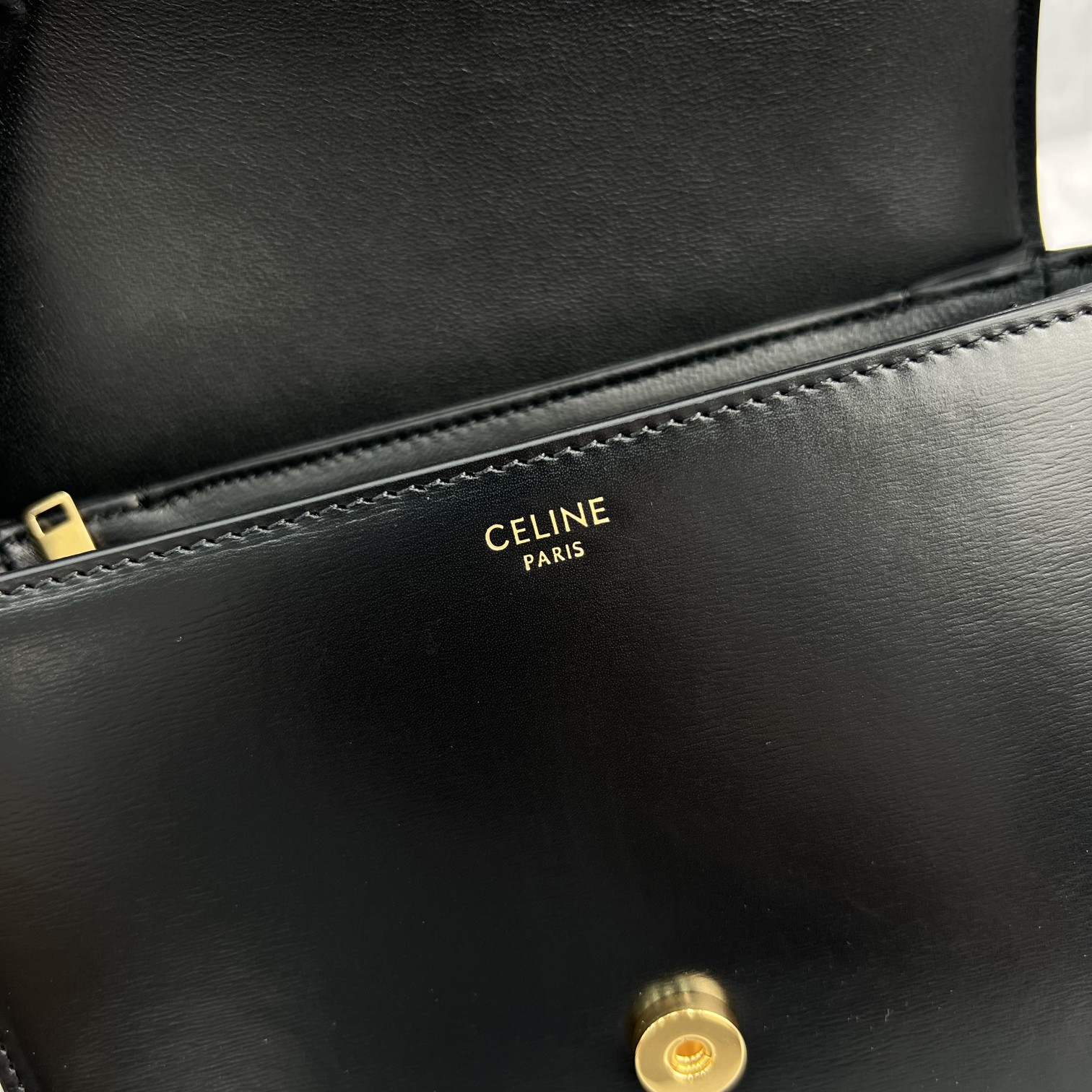 Celine Classique Cuir Triomphe Bag Black For Women 9in/22cm  - Soul Replicas