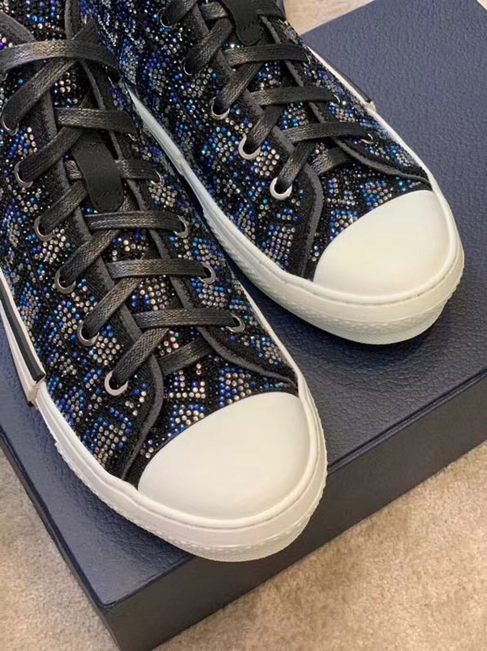 Christian Dior Crystal B23 Oblique Sneakers High-Top Sneaker For Women CD - Soul Replicas