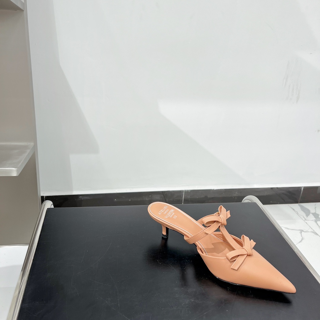 Valentino Garavani Ribbon Ankle Strap Heel Sandals Beige For Women WW2S0CI3 - Soul Replicas