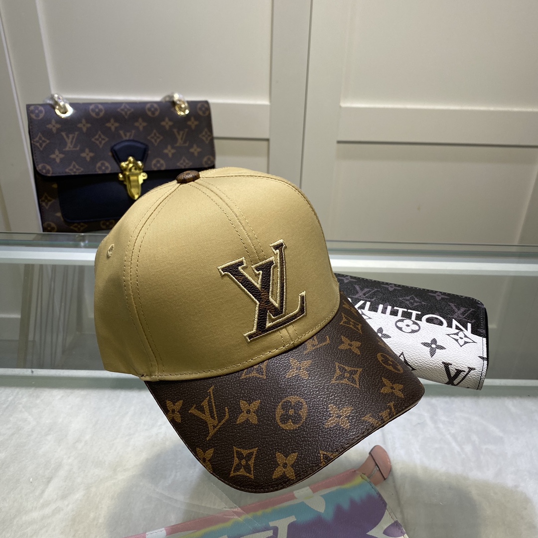 Louis Vuitton Embroidered Logo Baseball Cap Gold/Brown LV Cap - Soul Replicas