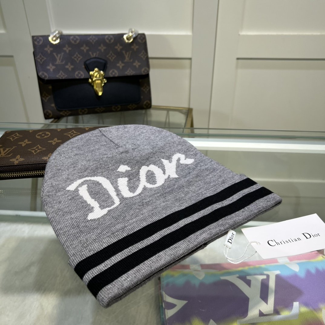 Dior Pompom Beanie In Grey - Soul Replicas