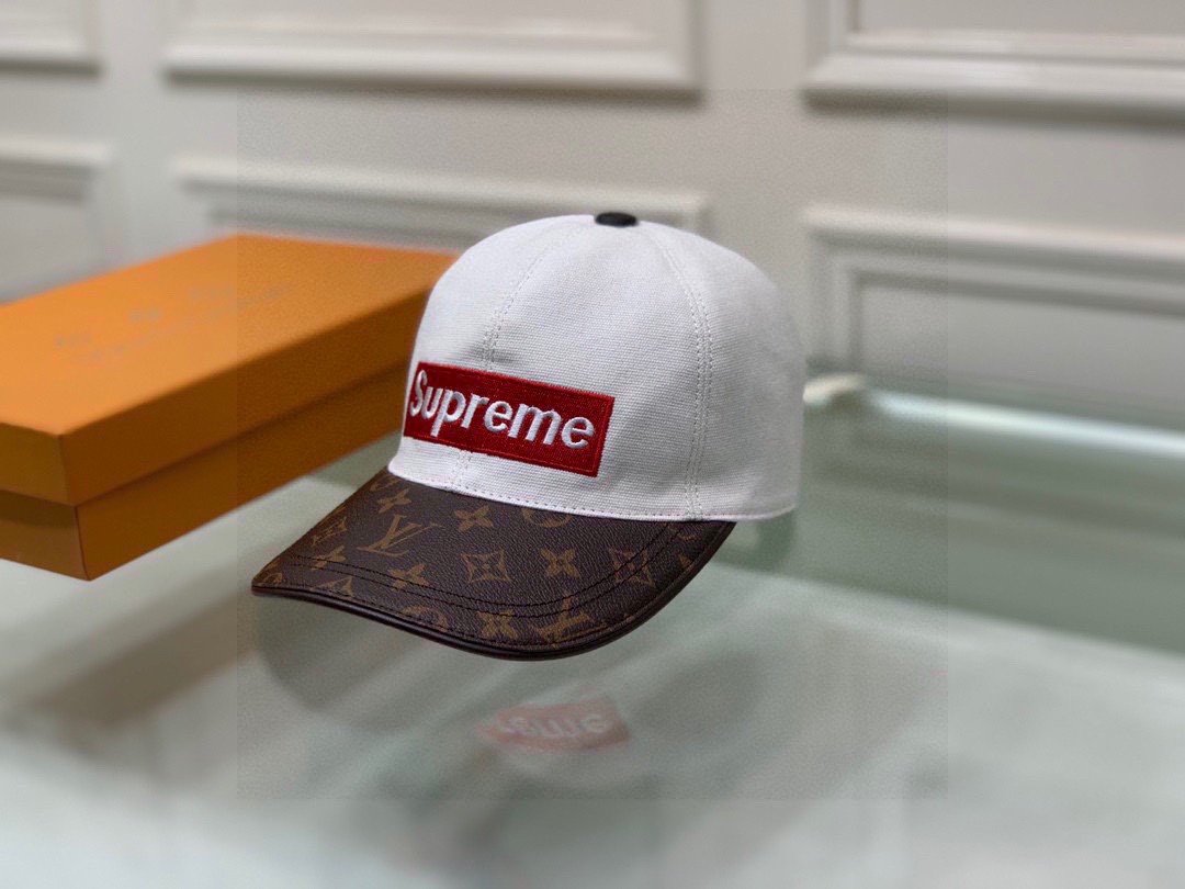Louis Vuitton x Supreme LV Get Ready Cap White/Brown LV Cap - Soul Replicas